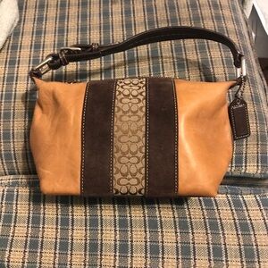 COACH Signature Leather, Canvas and Suede Mini Hobo Handbag Vintage Y2K
